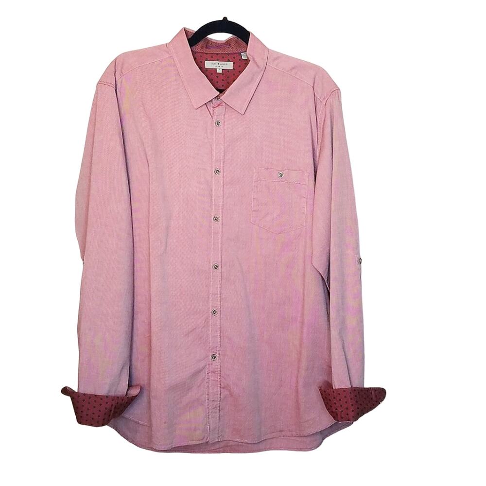 Ted Baker London Mauve Flip Cuff Button Front Shirt Size 7 or 17.5" Collar